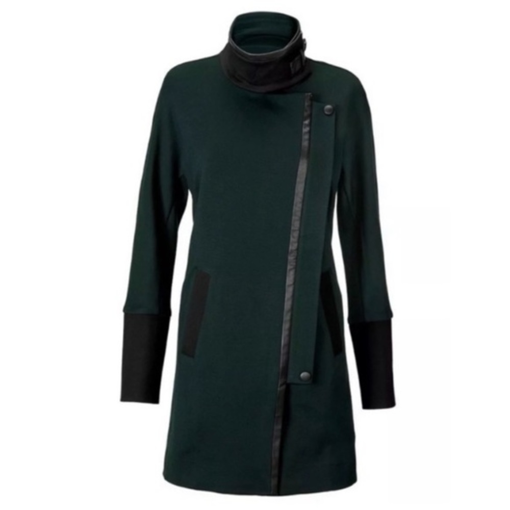 CAbi Dark Green and Black Asymmetrical Blazer